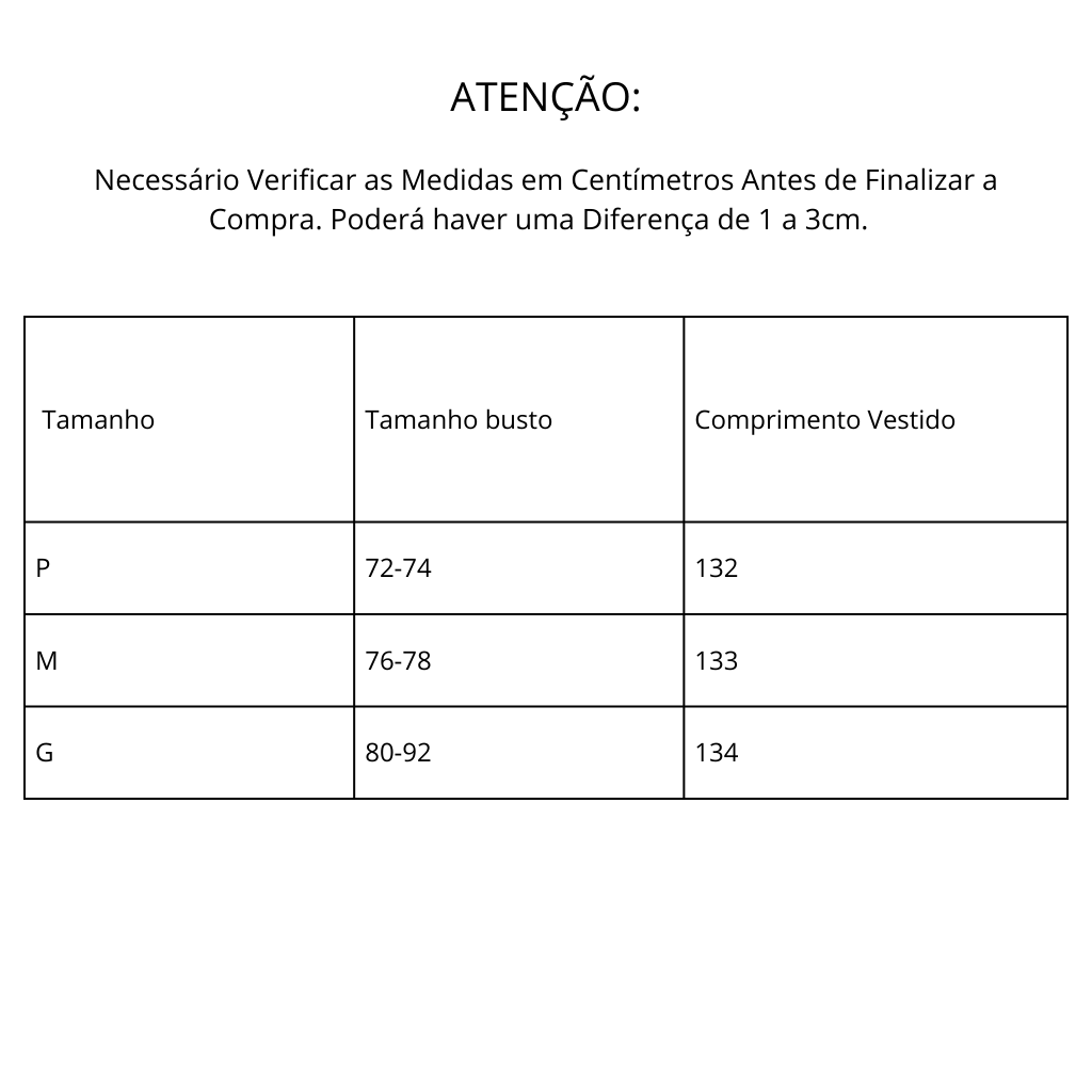 TABELA DE TAMANHOS